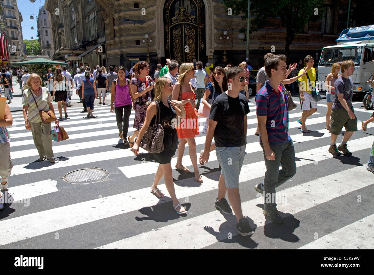 Pedestians on Florida Street in the Retiro barrio of Buenos Aires, Argentina. Stock Photo