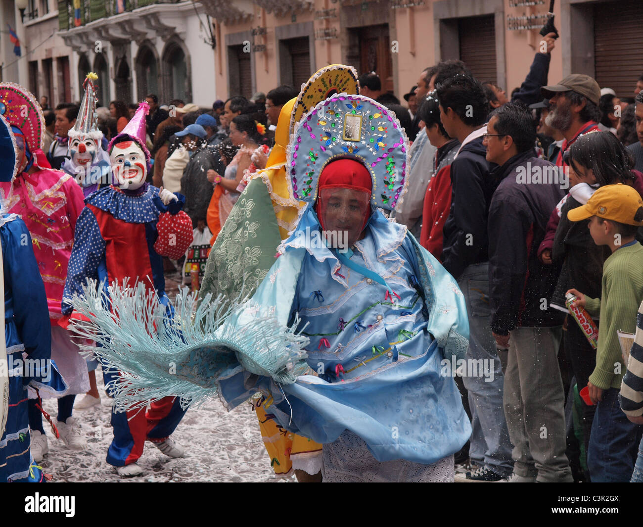 The annual carnival parade in the streets of Quito in Ecuador Stock