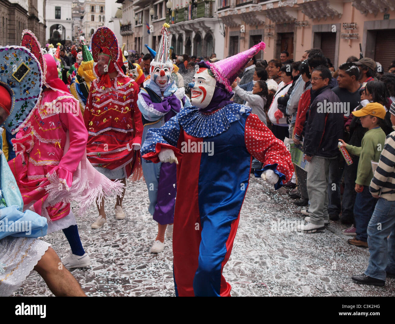 The annual carnival parade in the streets of Quito in Ecuador Stock