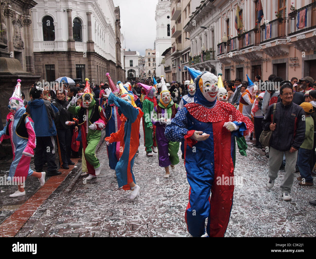 The annual carnival parade in the streets of Quito in Ecuador Stock