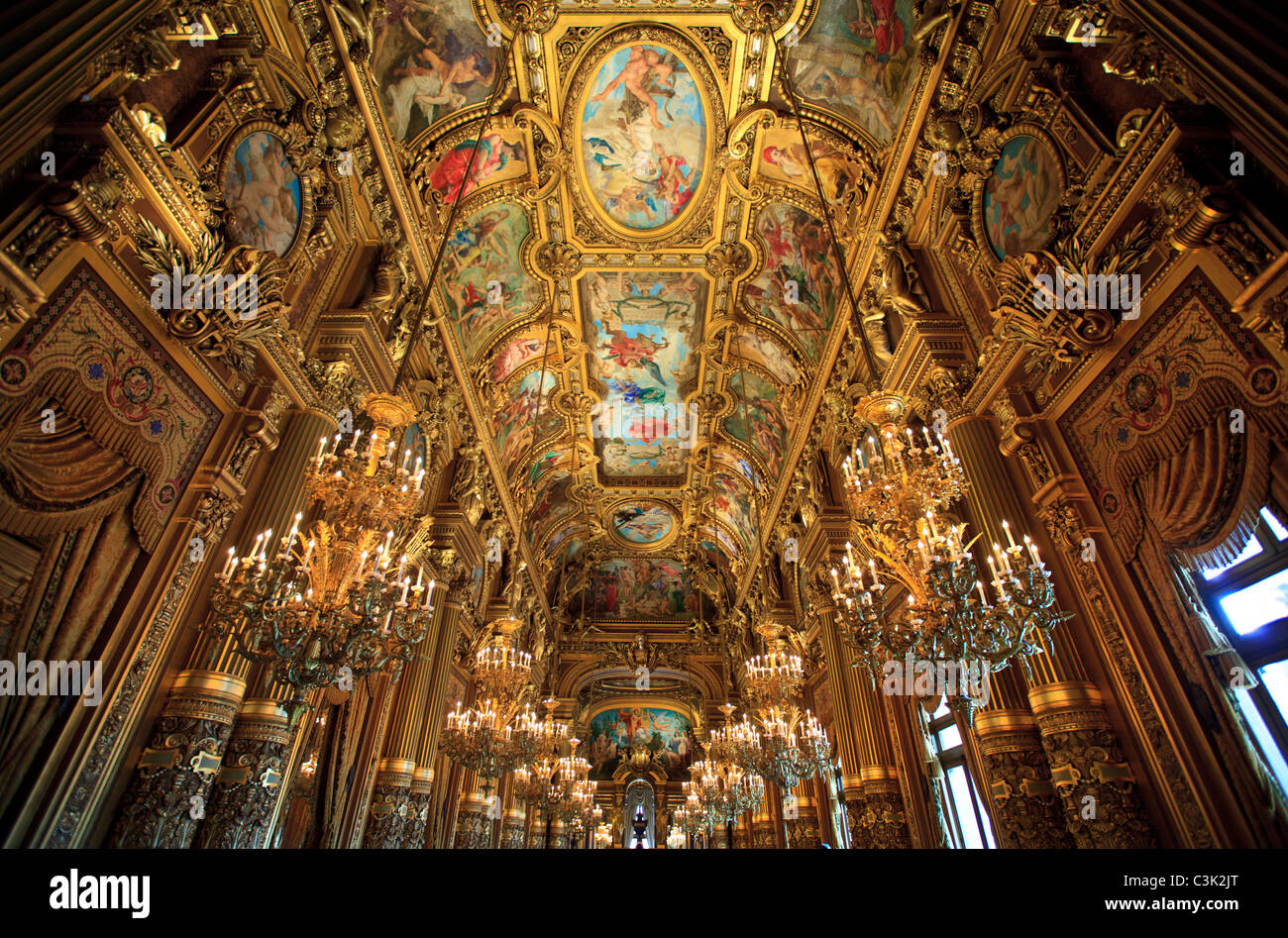 The Grand Foyer of the Opera Garnier, Paris Stock Photo