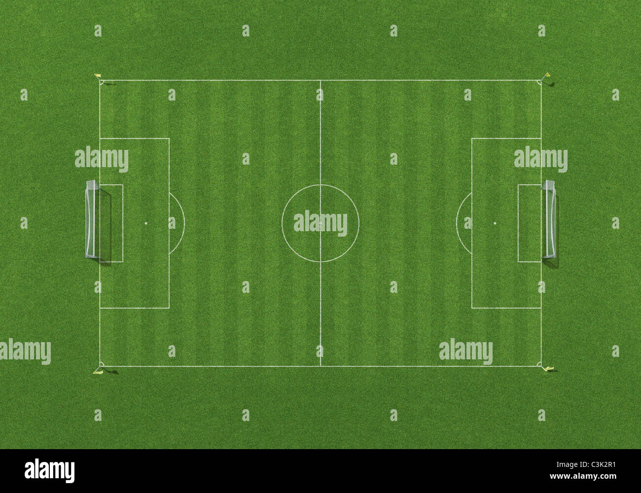 Soccer field, overhead view Stock Photo