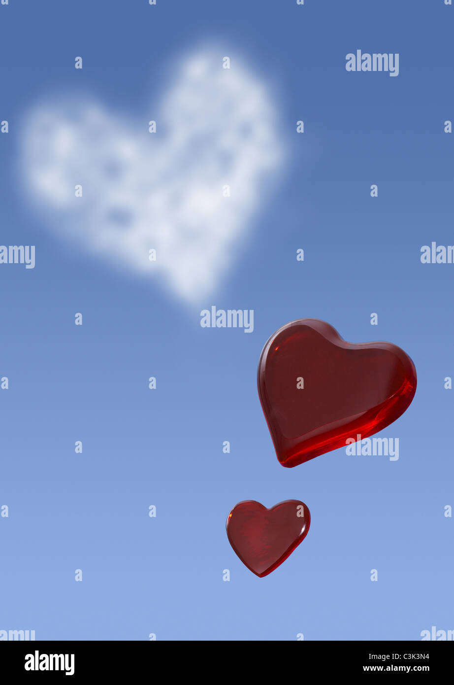 Heart shaped cloud and blue sky Stock Photo - Alamy