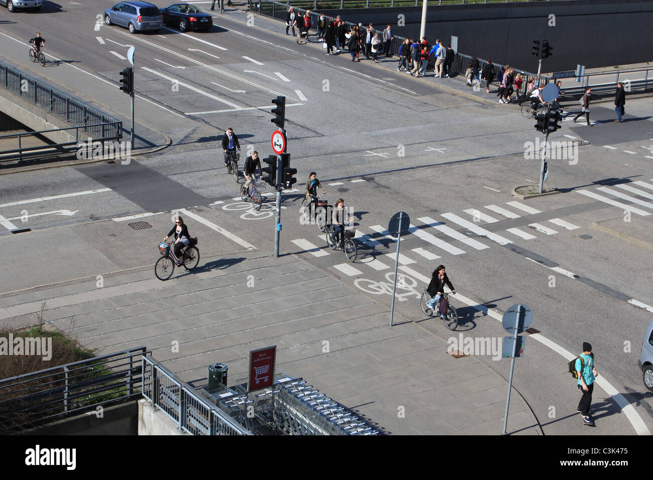 Bike traffic at cross roads Stock Photo