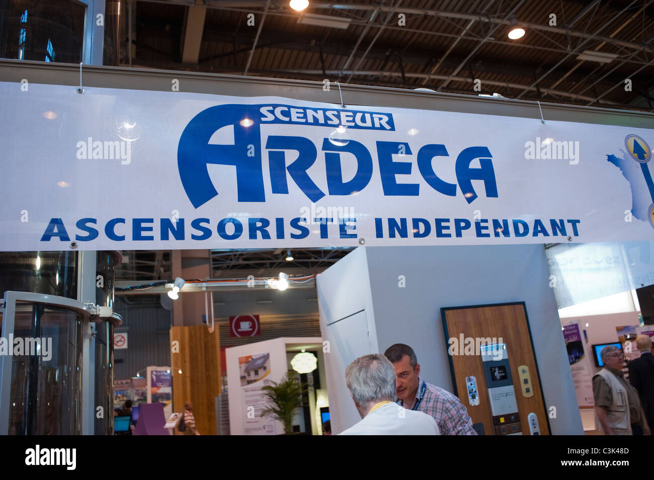 Paris, France, People Visiting Industrial Trade Show, 'Foire de Paris' Ardeca Elevators Company Display Stock Photo