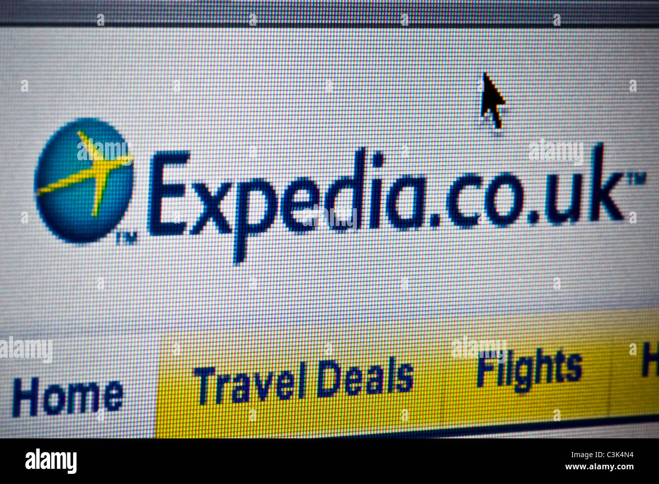 Close up of the Expedia logo as seen on its website. (Editorial use only: print, TV, e-book and editorial website). Stock Photo