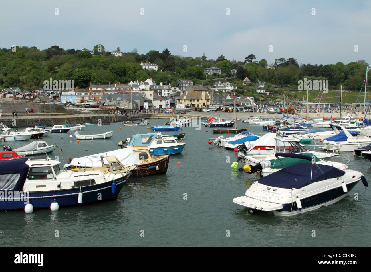 Fishing and pleasure craft at Lyme Regis Harbour Stock Photo