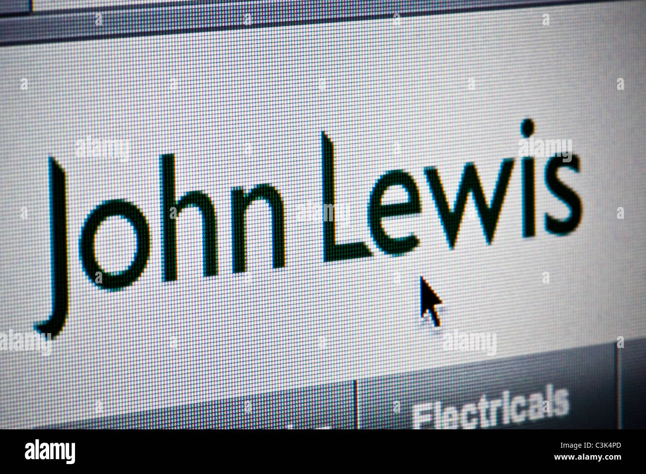 Close up of the John Lewis logo as seen on its website. (Editorial use only: print, TV, e-book and editorial website). Stock Photo