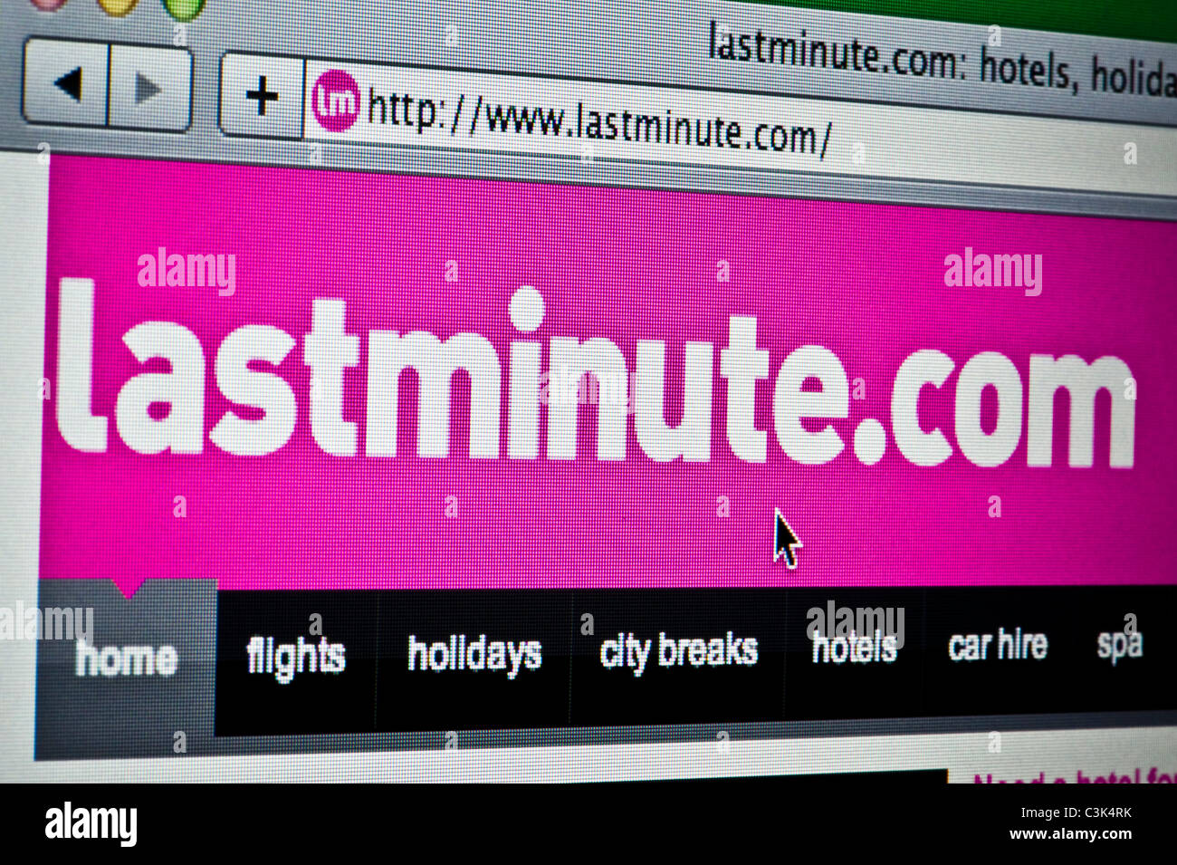 Close up of the Lastminute.com logo as seen on its website. (Editorial use only: print, TV, e-book and editorial website). Stock Photo