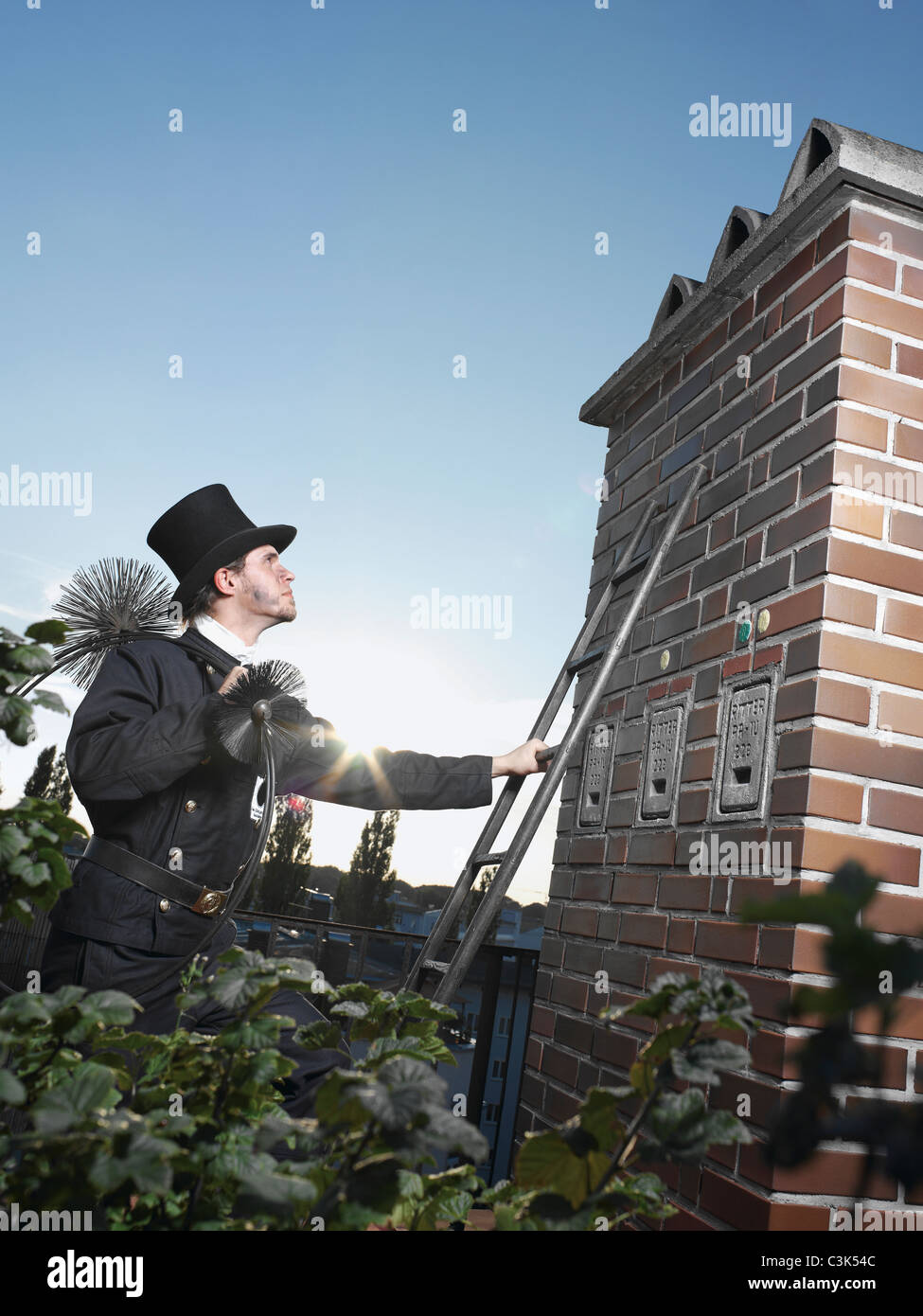 Chimney sweep with broom hires stock photography and images Alamy
