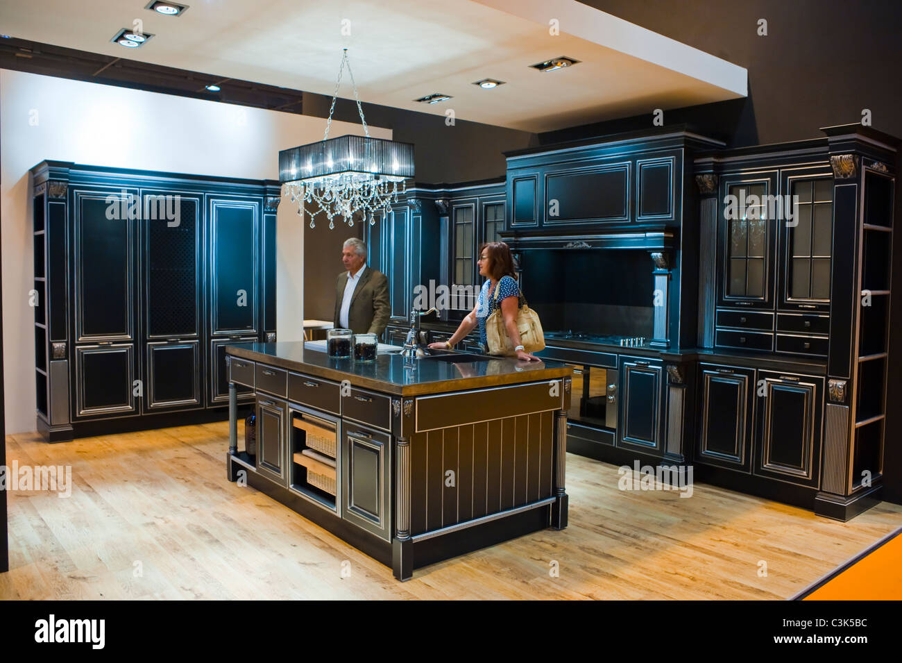 Paris, France, Couple Visiting Luxury Modern Kitchens Industrial Trade