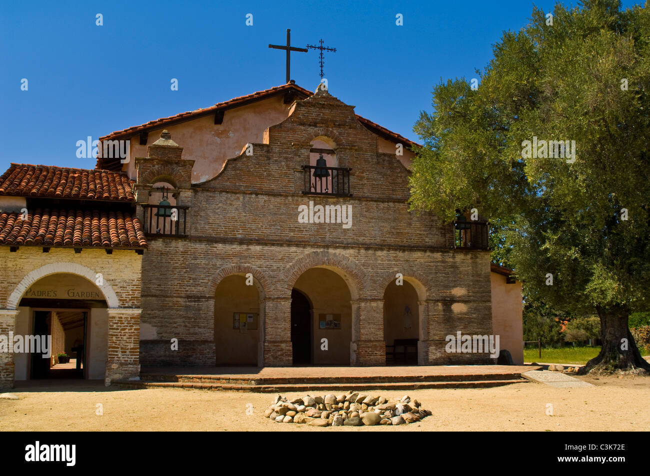 Front entrance, Mission San Antonio de Padua, Monterey County, California Stock Photo