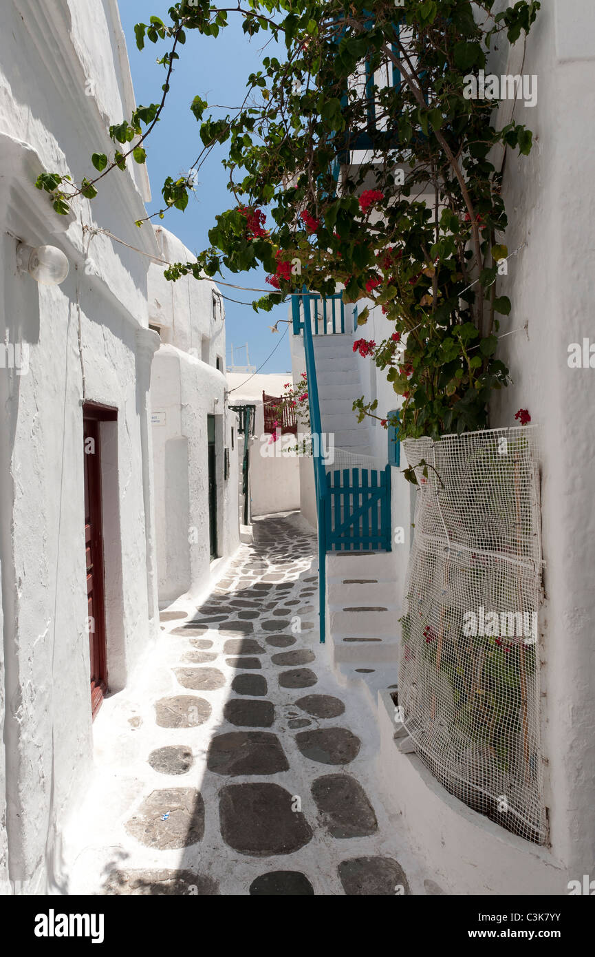 greek village alley Stock Photo