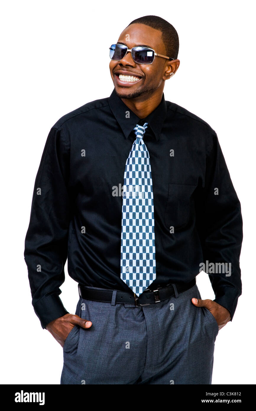 Smiling young man posing isolated over white Stock Photo - Alamy