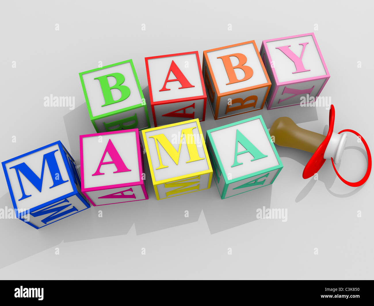 Cubes forming the words Mama and Baby Stock Photo