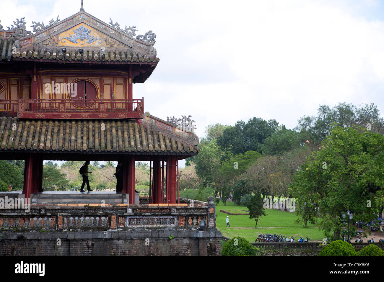 Turret at the Hue Citadel's Ngo Mon (Noontime) Gate Stock Photo