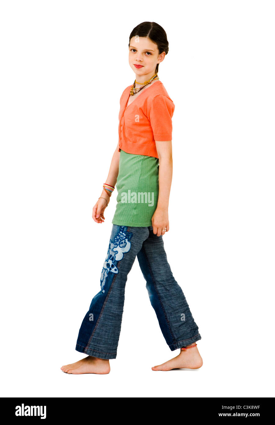 Portrait of a girl smiling and posing isolated over white Stock Photo ...