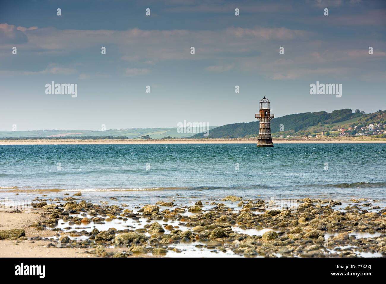 Whitford Lighthouse, Whitford Point, North Gower, Wales, UK Stock Photo
