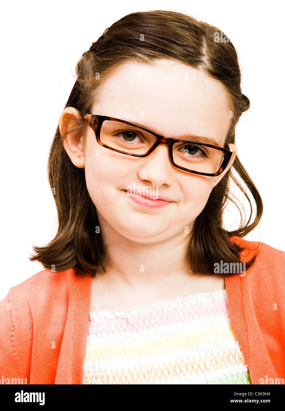 Close-up of a girl smiling isolated over white Stock Photo - Alamy