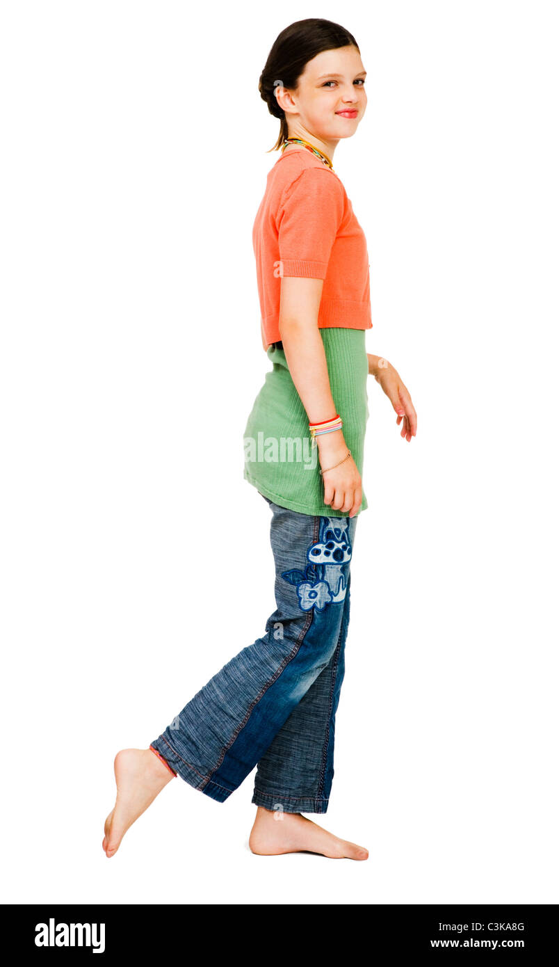 Girl smiling and posing isolated over white Stock Photo - Alamy