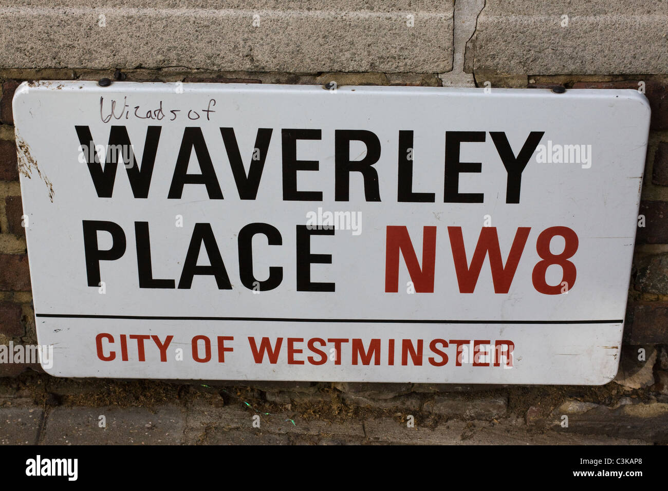 Waverley Place with Wizards Written on it in London England Stock Photo