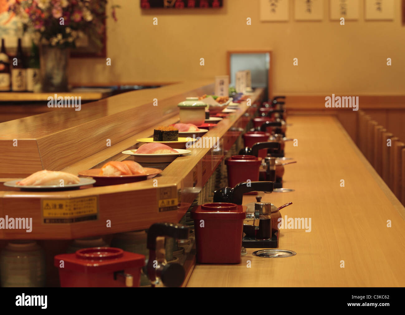 Conveyor belt sushi Stock Photo