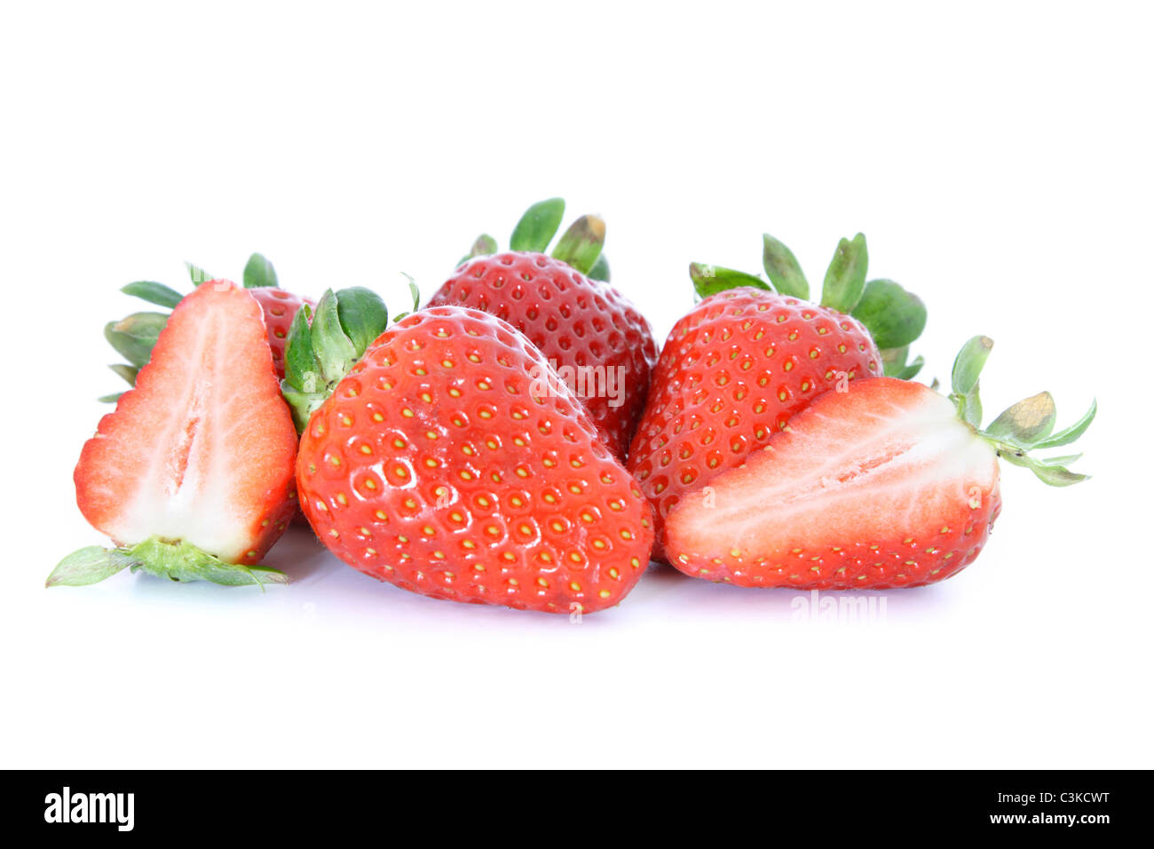 Pile of fresh ripe strawberries. All on white background Stock Photo ...