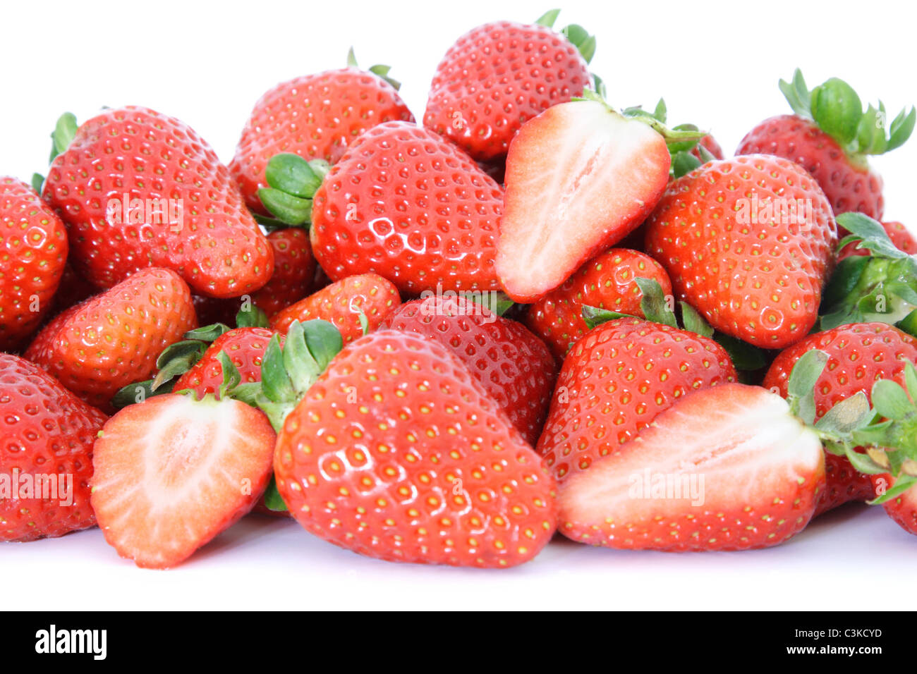 Pile of fresh ripe strawberries. All on white background Stock Photo ...