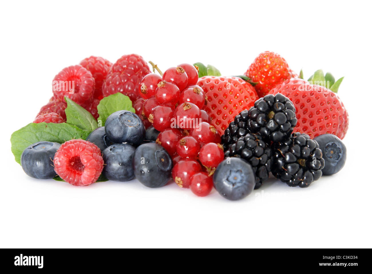 Various berries on white background Stock Photo