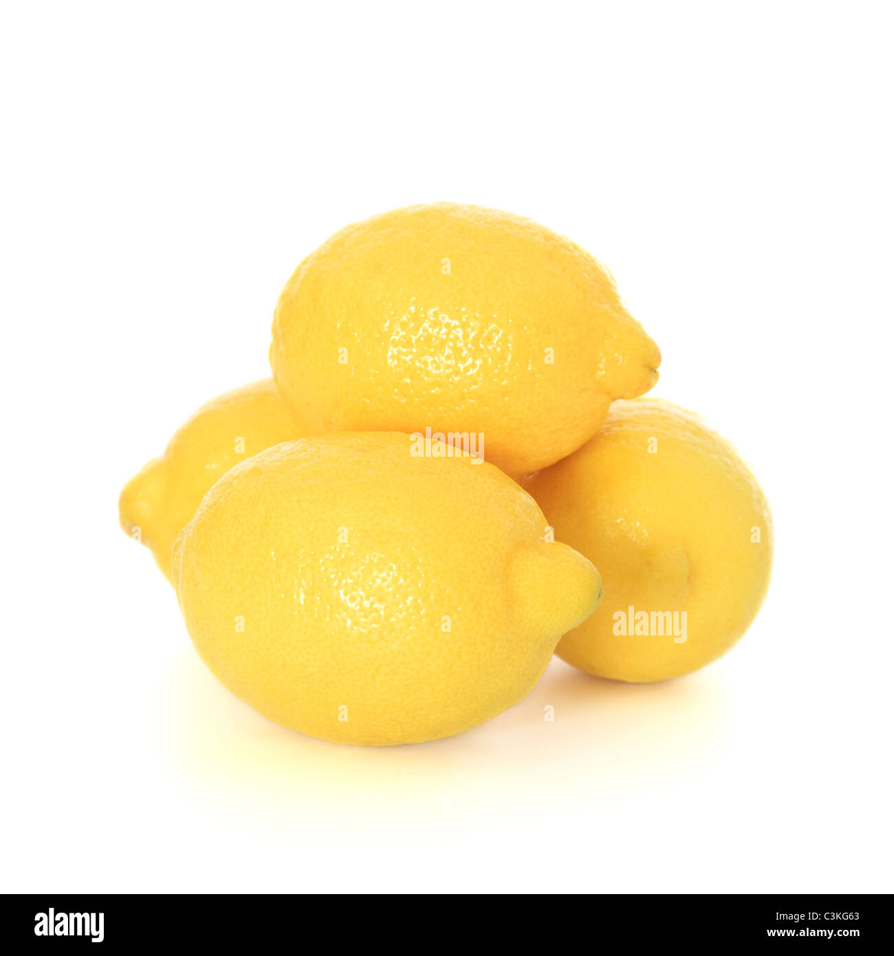 Fine ripe lemons. All on white background. Stock Photo