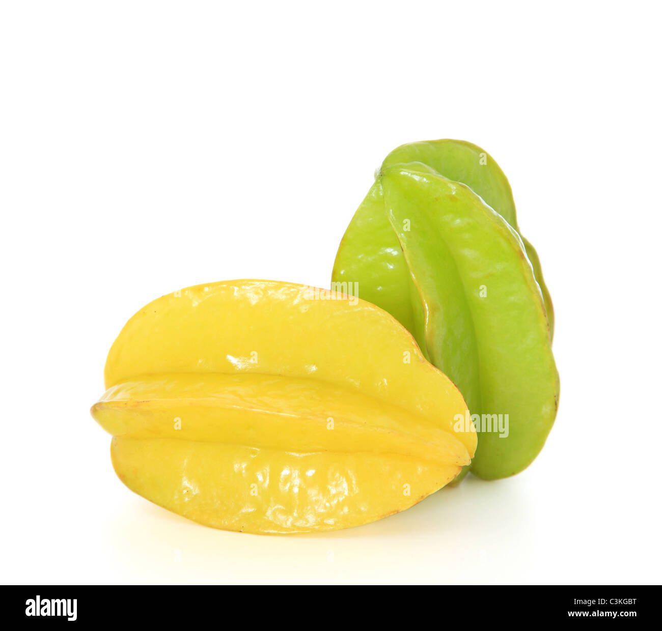 Fine ripe starfruit. All on white background. Stock Photo