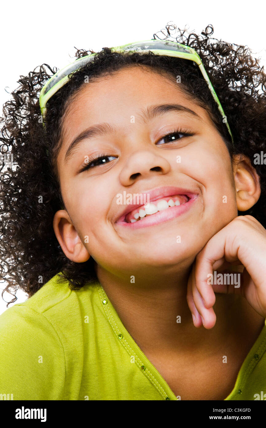 Portrait of a girl smiling isolated over white Stock Photo - Alamy