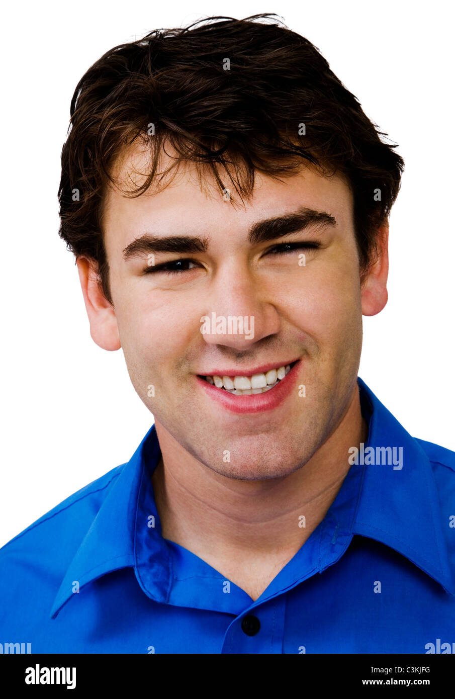 Happy young man posing isolated over white Stock Photo - Alamy