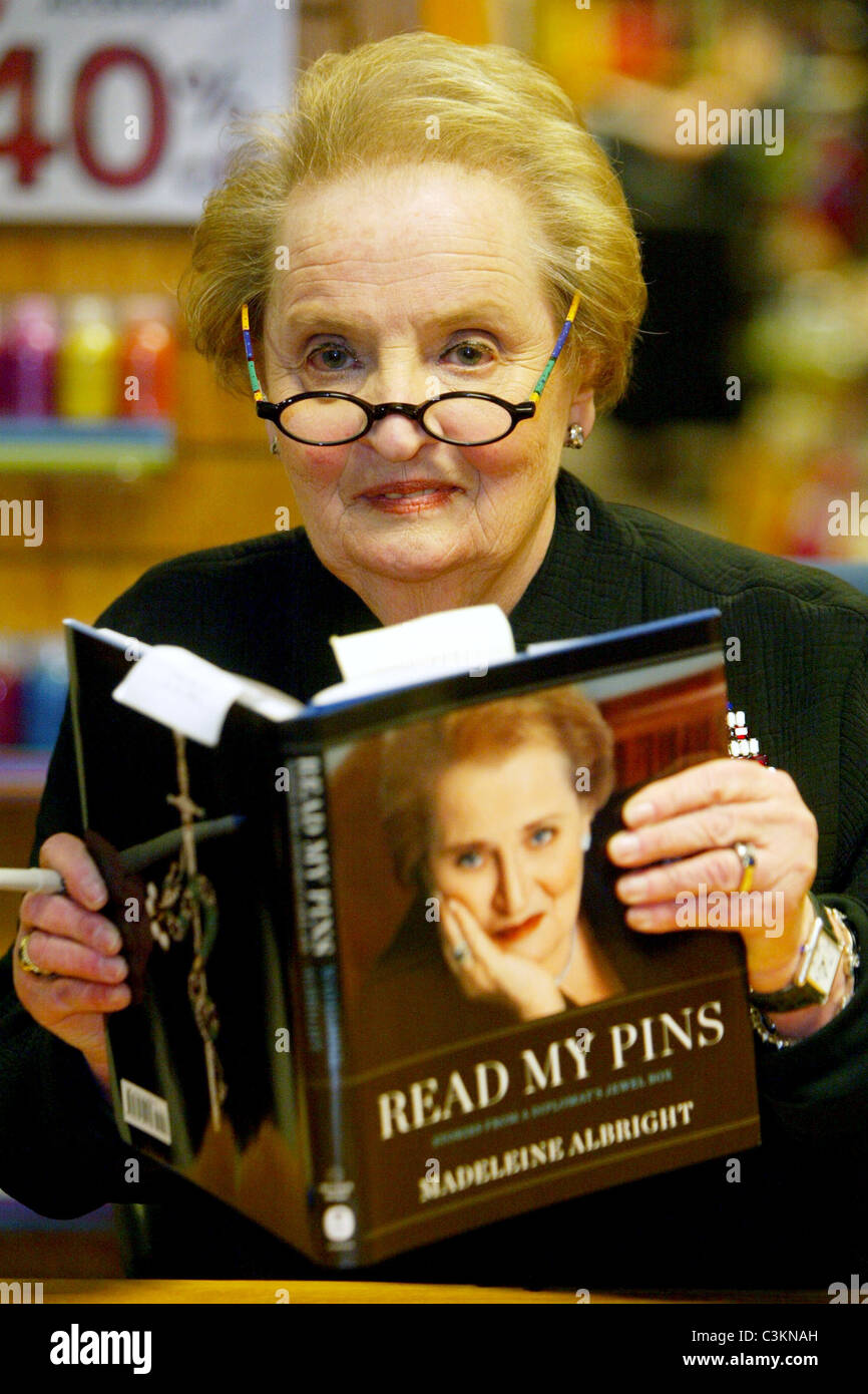 Madeleine Albright Former United States Secretary of State signs copies of her new book 'Read My Pins: Stories from a Stock Photo