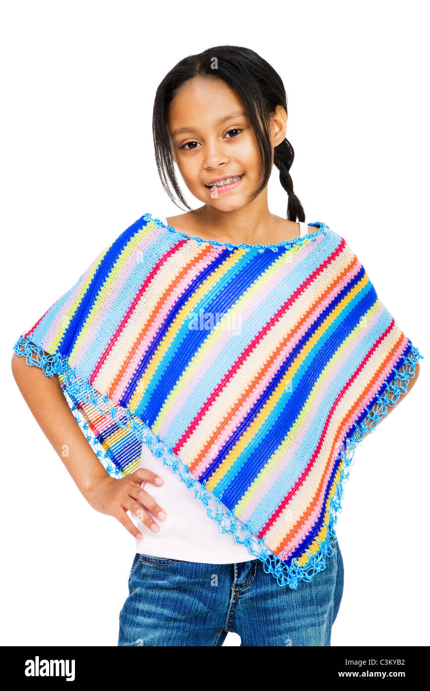 Latin American and Hispanic girl smiling isolated over white Stock ...