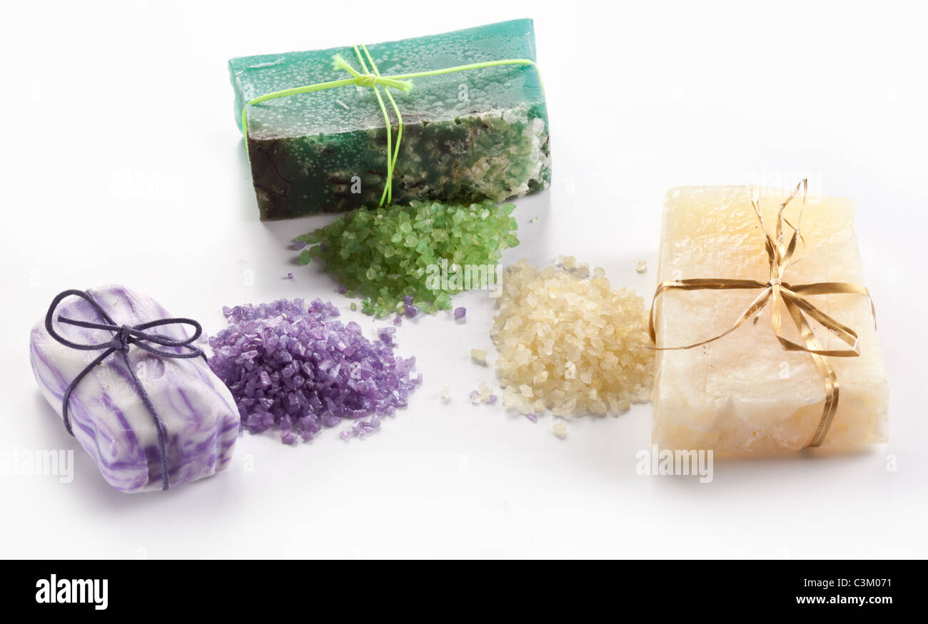 Range of different soaps on a white background Stock Photo Alamy