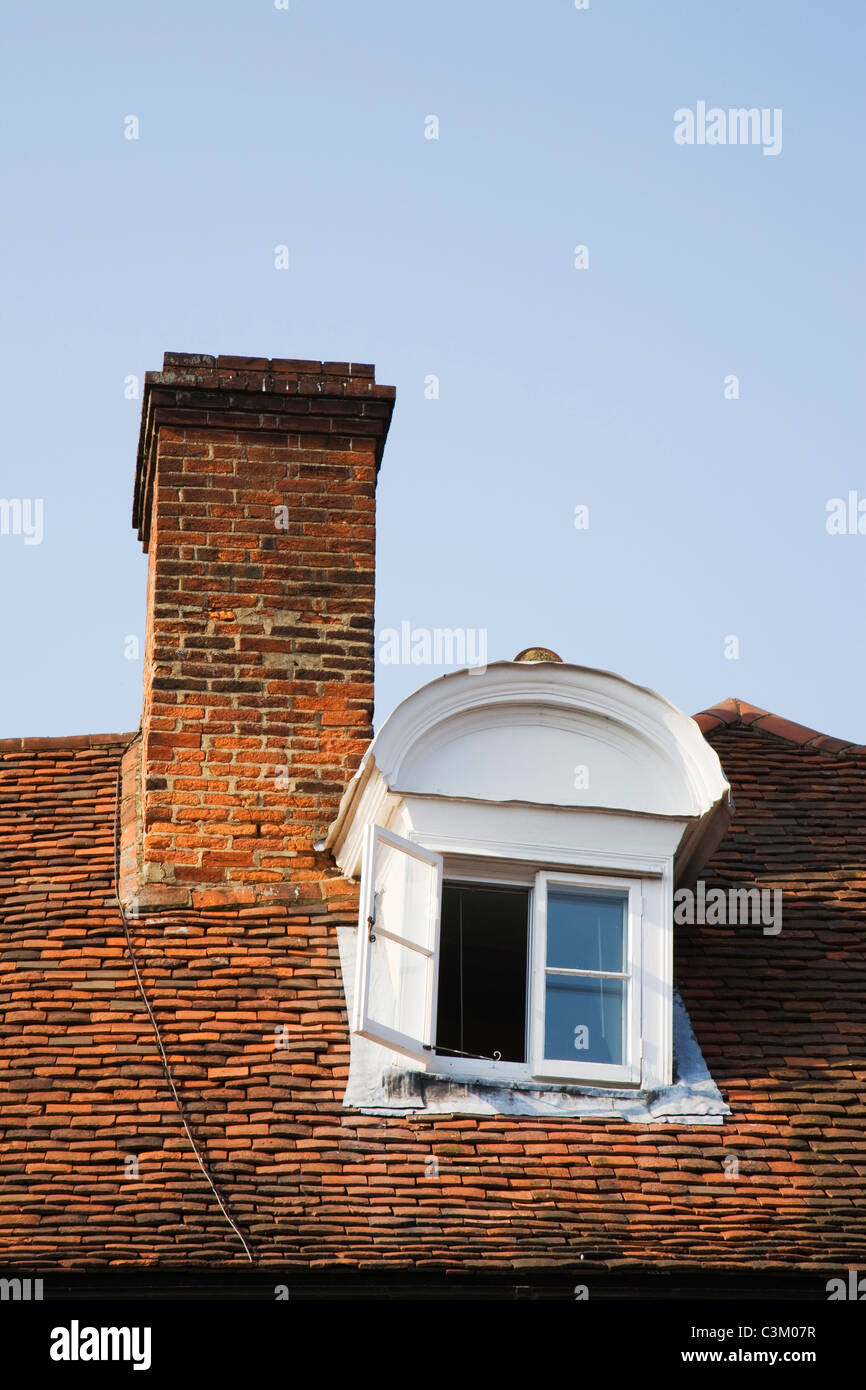 A quaint old house dormer window in Great Dunmow, Essex, England, UK. Stock Photo