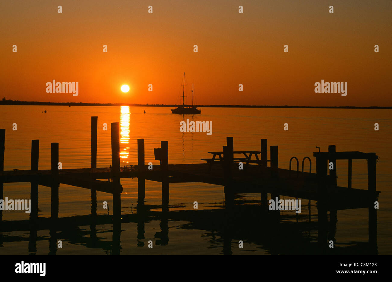 Sunset at bayside pier of Key Largo in the Florida Keys Stock Photo Alamy