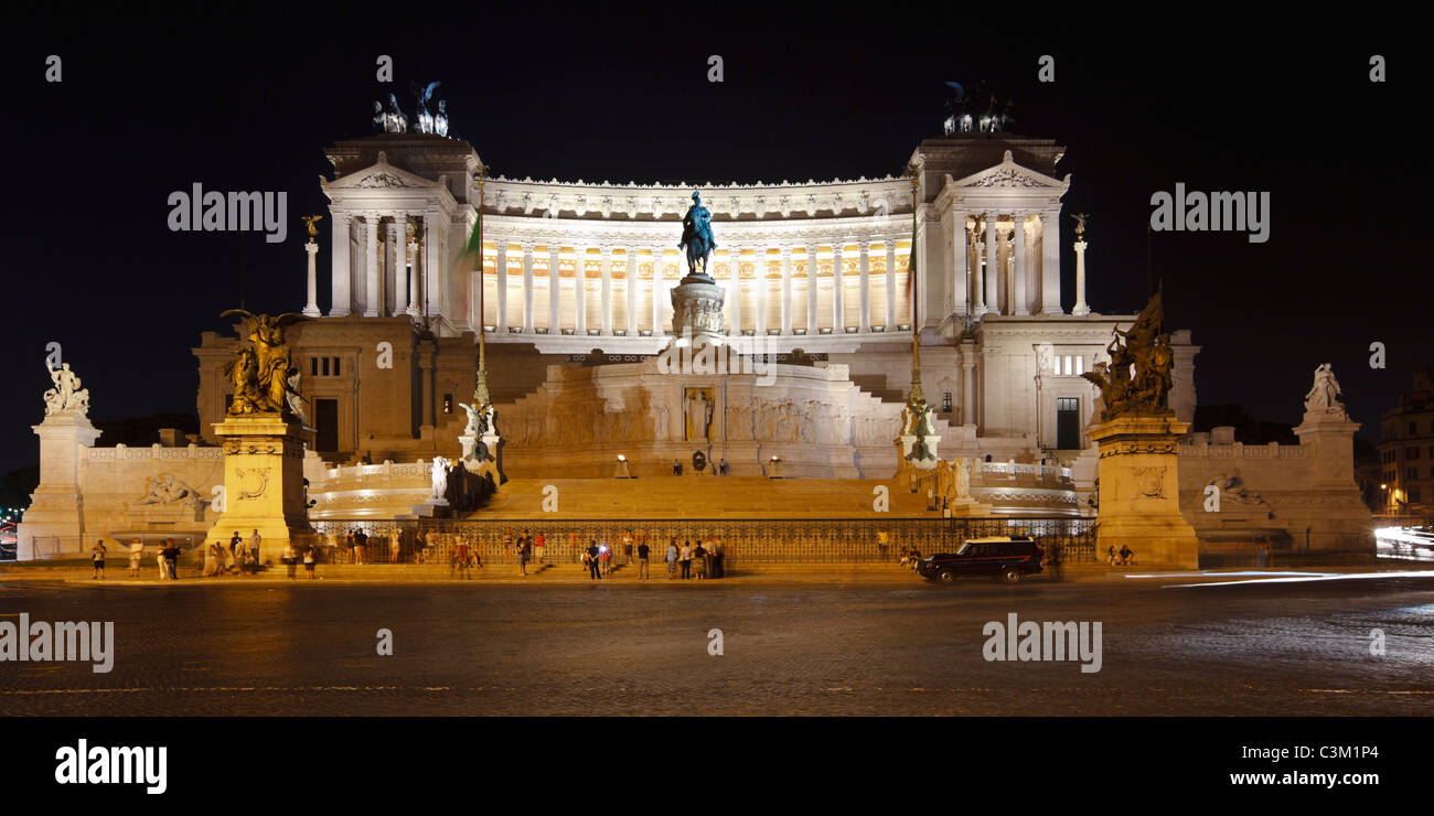Monument of Victor Emmanuel II on Venice Square at night. Rome. Italy. Stock Photo
