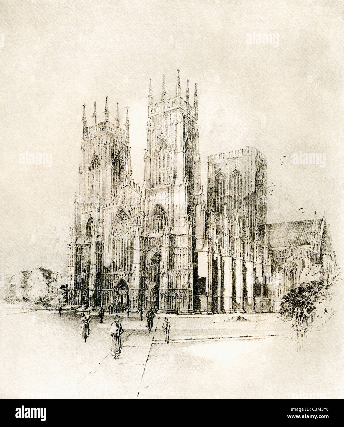 York Minster, York, England. West Front in late 19th century. Stock Photo