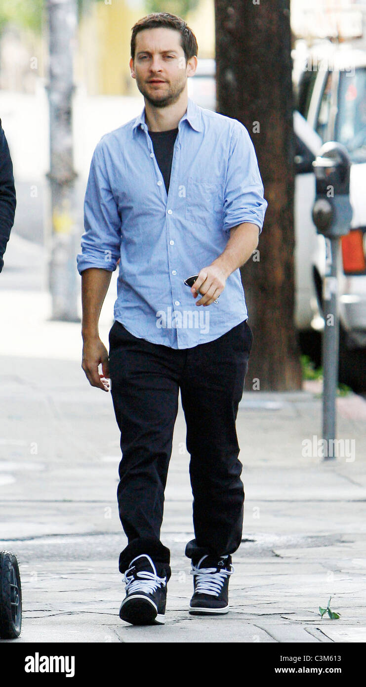 Actor Tobey Maguire with his family after having breakfast Beverly