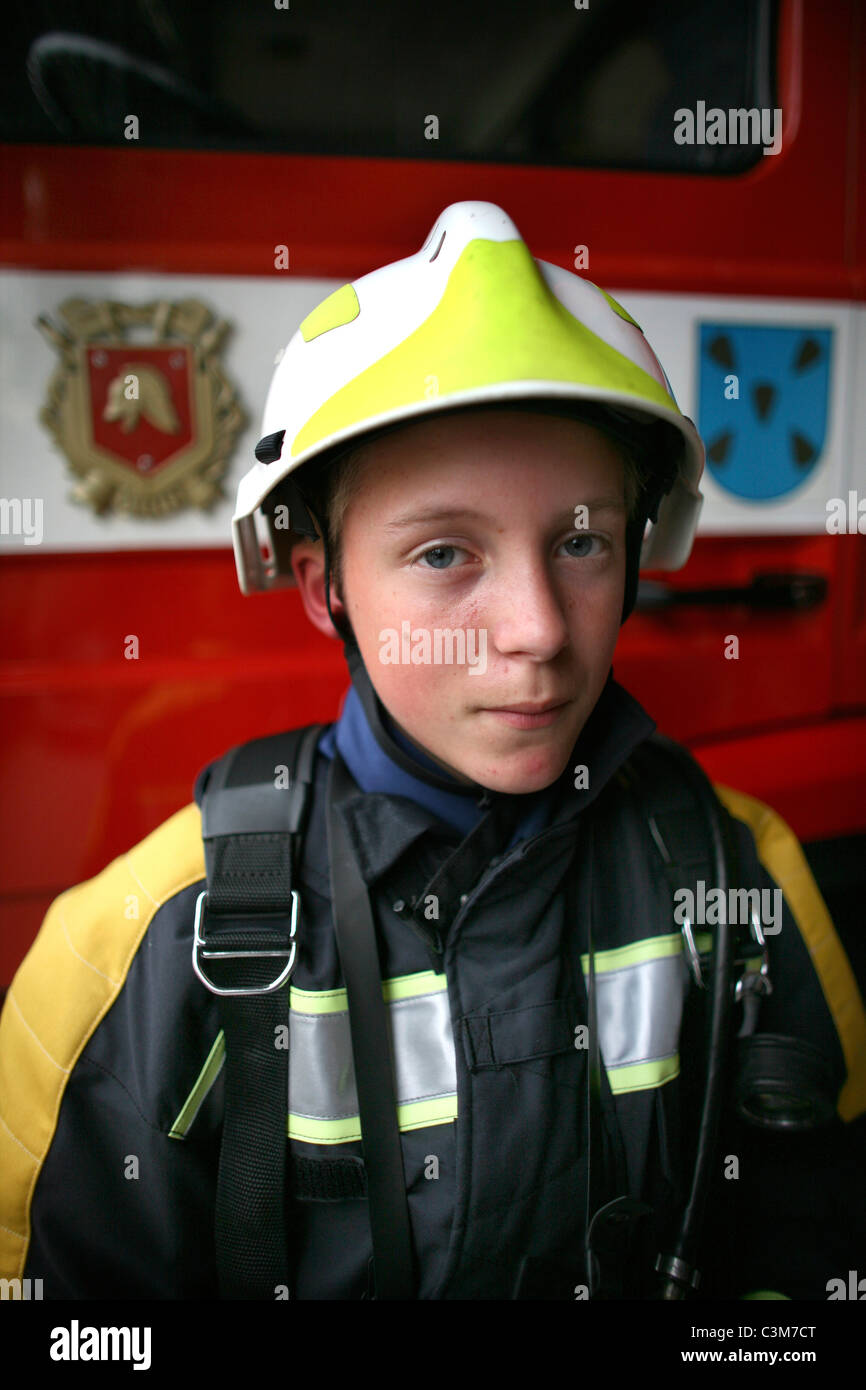 juvenile fire brigade in Holland Stock Photo