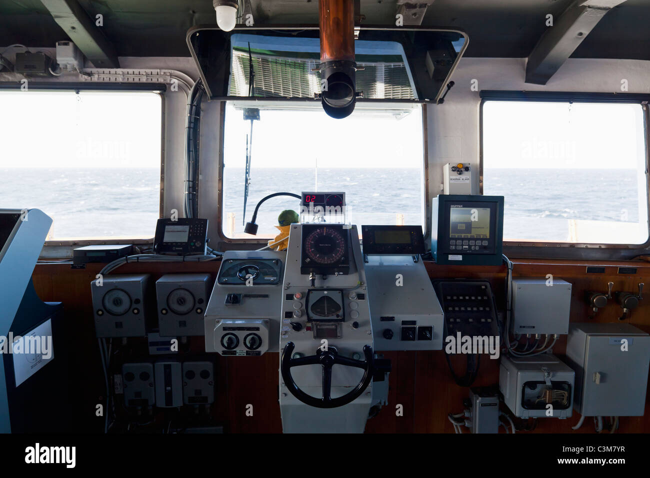 South America, Atlantic, Argentina, Tierra del Fuego,  Beagle Channel, Control room of polar star icebreaker cruise ship Stock Photo