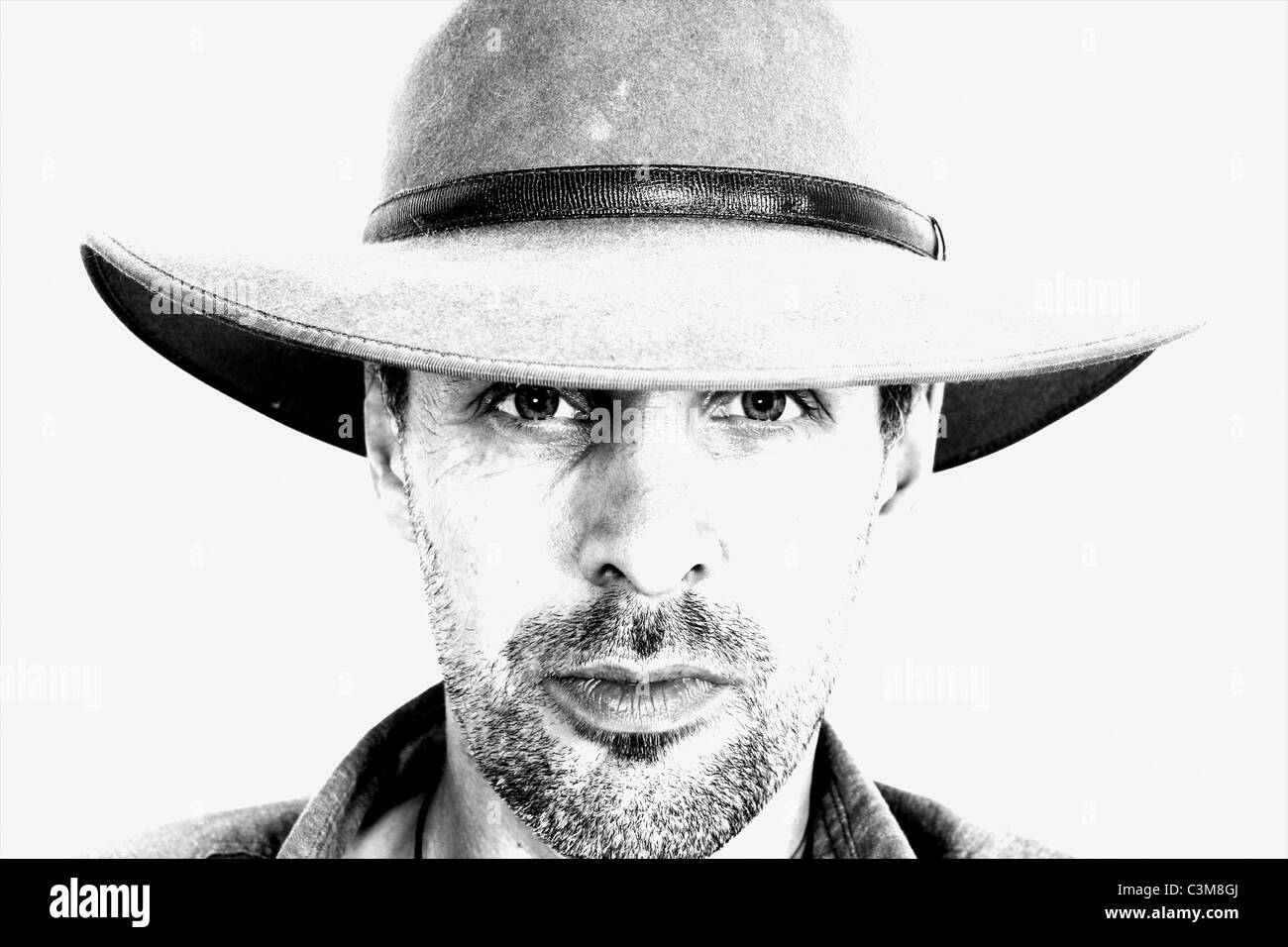 Cowboy with beard Black and White Stock Photos & Images - Alamy