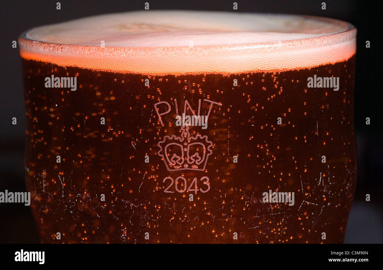 UK PINT BEER GLASS WITH CROWN STAMP Stock Photo Alamy