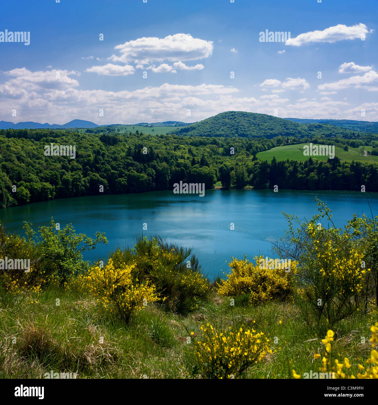 Gour de Tazenat, a volcanic lake in Puy-de-Dome, Auvergne, France Stock Photo