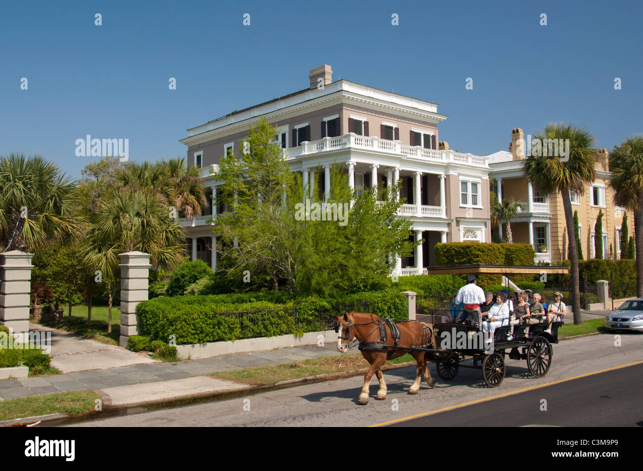 South Carolina, Charleston. Historic homes along Bay Street in "The ...