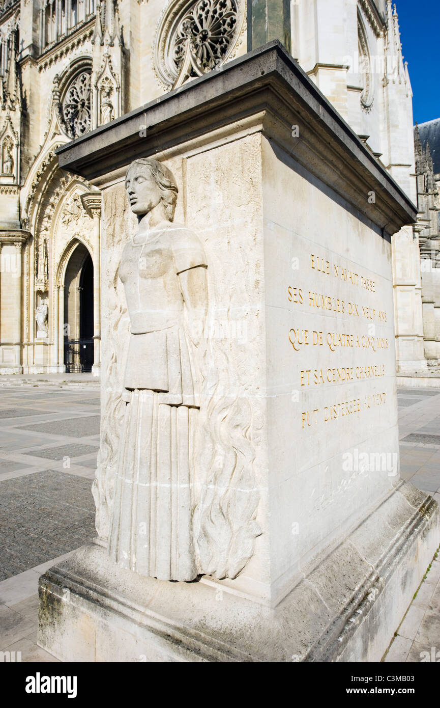 Carving of Joan of Arc in front of Orleans Cathedral (Cathedrale Sainte