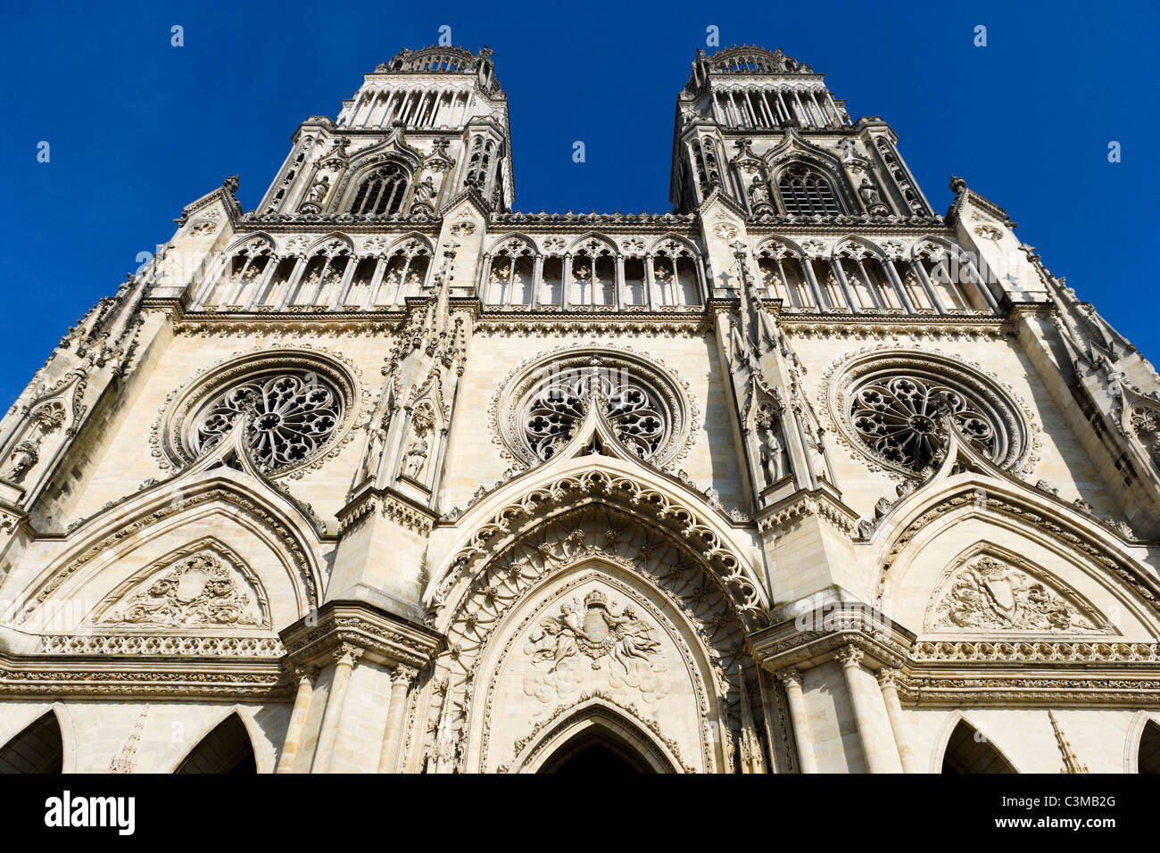 The facade of Orleans Cathedral (Cathedrale Sainte Croix d'Orleans), Orleans, France Stock Photo