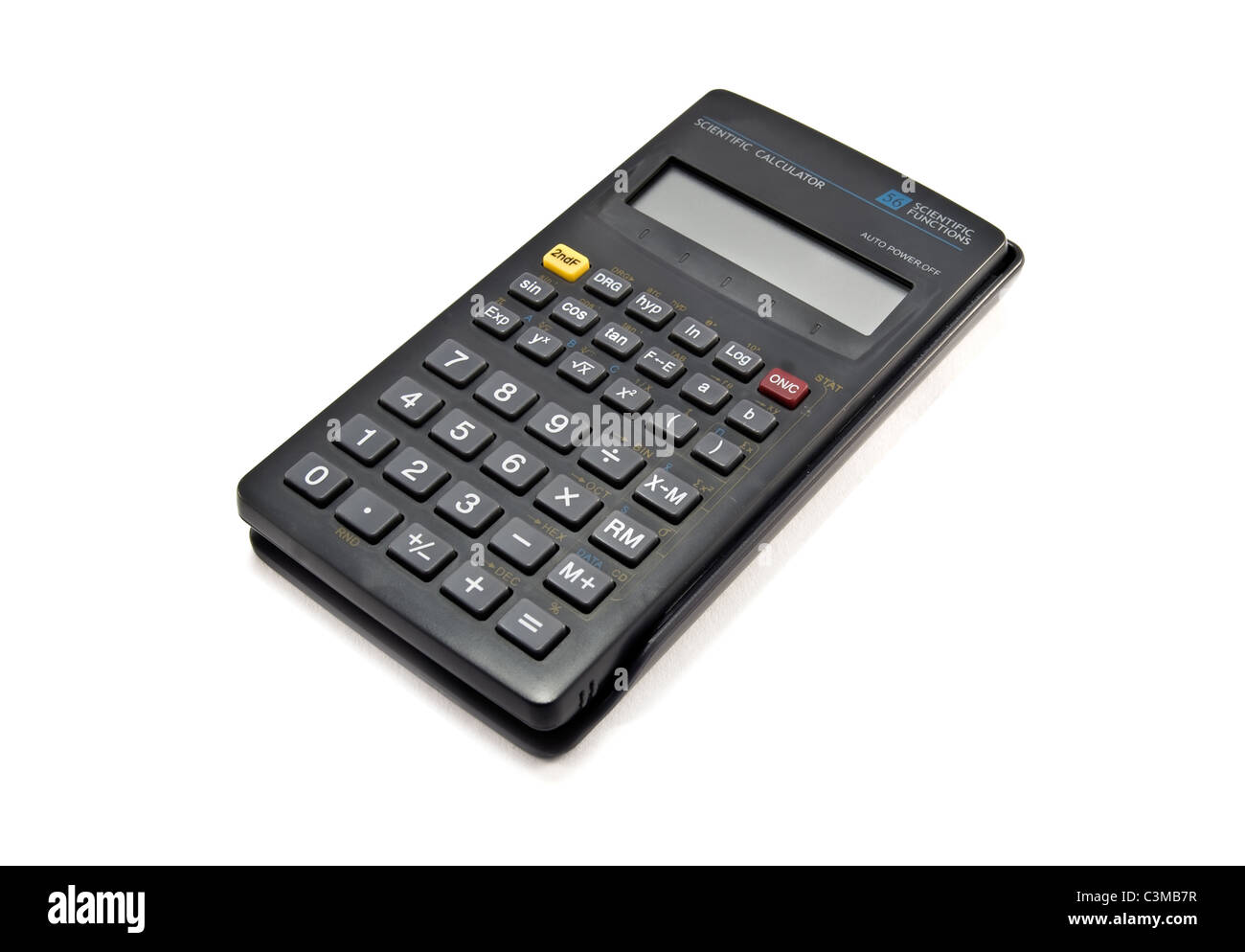 mathematical calculator is isolated on a white backgroun Stock Photo